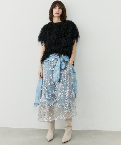 Flower spangle wrap skirt/フラワースパンコールラップスカート