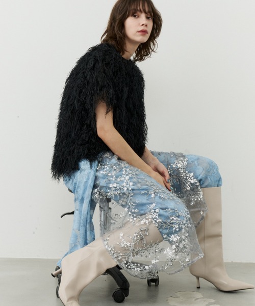 Flower spangle wrap skirt/フラワースパンコールラップスカート
