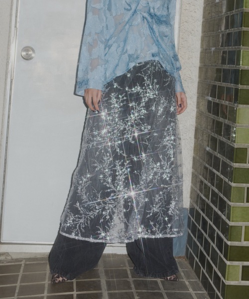 Flower spangle wrap skirt/フラワースパンコールラップスカート