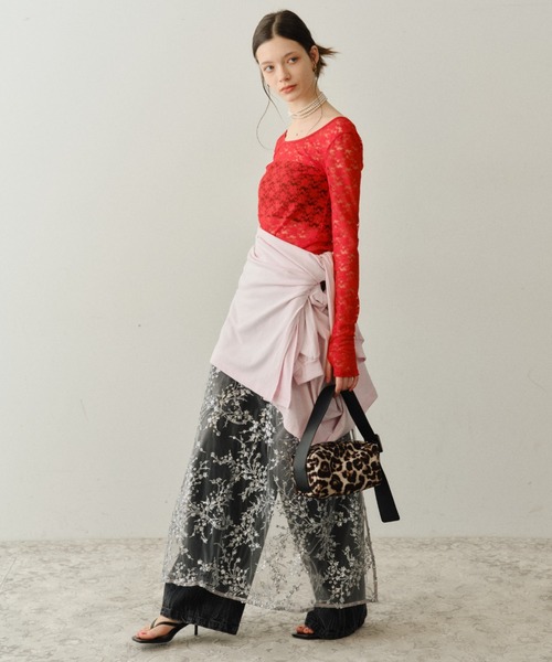 Flower spangle wrap skirt/フラワースパンコールラップスカート