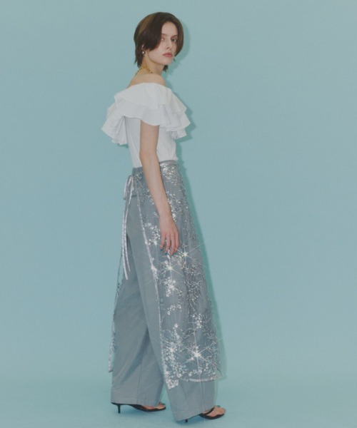 Flower spangle wrap skirt/フラワースパンコールラップスカート