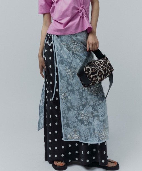 Flower spangle wrap skirt/フラワースパンコールラップスカート