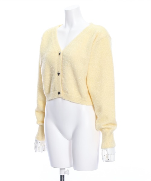 clear(クリア)の「ラメシャギーショート丈長袖ニットカーディガン≪2024SS新作≫(ニット/セーター・レディース・アイボリー/グリーン/ピンク/イエロー・F)」の14枚目の写真