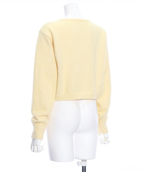 clear(クリア)の「ラメシャギーショート丈長袖ニットカーディガン≪2024SS新作≫(ニット/セーター・レディース・アイボリー/グリーン/ピンク/イエロー・F)」の16枚目の写真