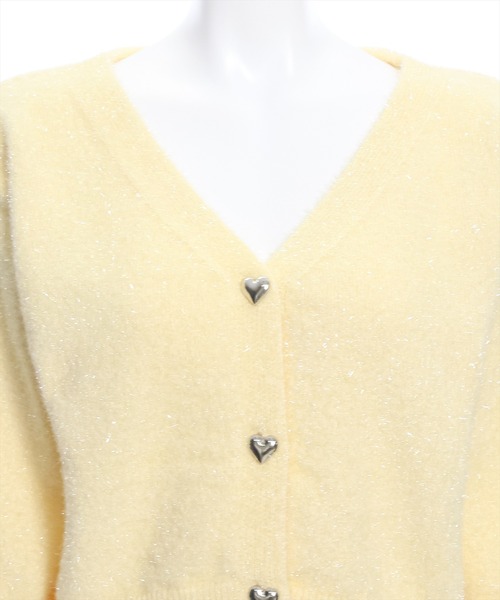 clear(クリア)の「ラメシャギーショート丈長袖ニットカーディガン≪2024SS新作≫(ニット/セーター・レディース・アイボリー/グリーン/ピンク/イエロー・F)」の18枚目の写真