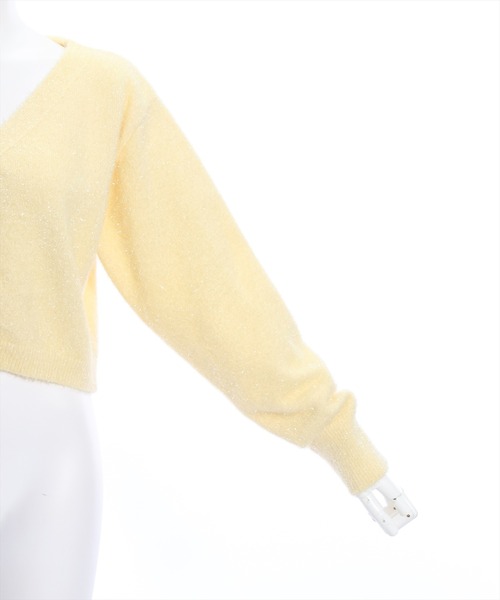 clear(クリア)の「ラメシャギーショート丈長袖ニットカーディガン≪2024SS新作≫(ニット/セーター・レディース・アイボリー/グリーン/ピンク/イエロー・F)」の19枚目の写真