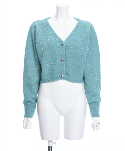 clear(クリア)の「ラメシャギーショート丈長袖ニットカーディガン≪2024SS新作≫(ニット/セーター・レディース・アイボリー/グリーン/ピンク/イエロー・F)」の21枚目の写真