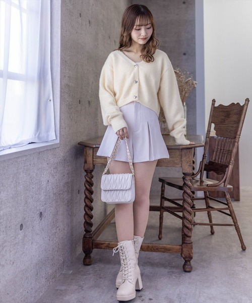 clear(クリア)の「ラメシャギーショート丈長袖ニットカーディガン≪2024SS新作≫(ニット/セーター・レディース・アイボリー/グリーン/ピンク/イエロー・F)」の13枚目の写真