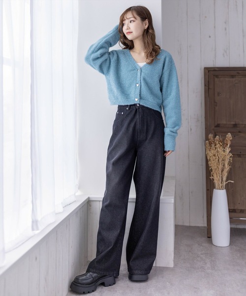 clear(クリア)の「ラメシャギーショート丈長袖ニットカーディガン≪2024SS新作≫(ニット/セーター・レディース・アイボリー/グリーン/ピンク/イエロー・F)」の10枚目の写真