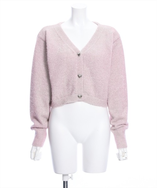 clear(クリア)の「ラメシャギーショート丈長袖ニットカーディガン≪2024SS新作≫(ニット/セーター・レディース・アイボリー/グリーン/ピンク/イエロー・F)」の7枚目の写真