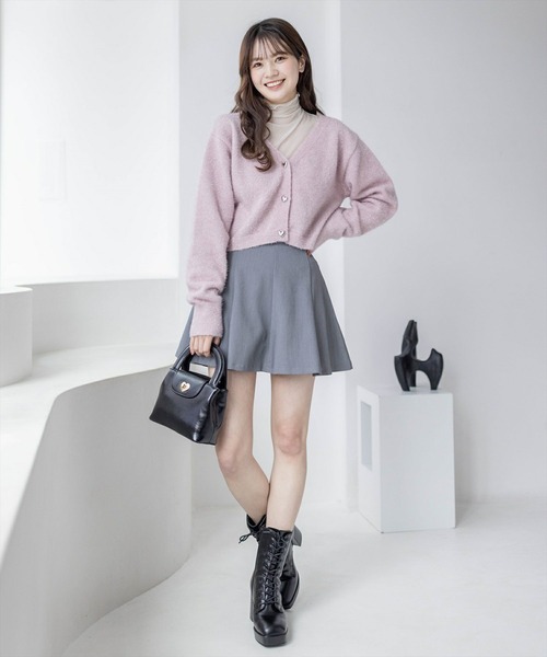 clear(クリア)の「ラメシャギーショート丈長袖ニットカーディガン≪2024SS新作≫(ニット/セーター・レディース・アイボリー/グリーン/ピンク/イエロー・F)」の5枚目の写真