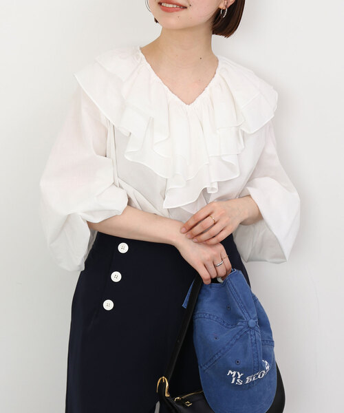 SLOBE IENA（スローブイエナ）の「ラッフルブラウス（シャツ/ブラウス・レディース・ピンク/ブラック/ホワイト・FREE）」の15枚目の写真
