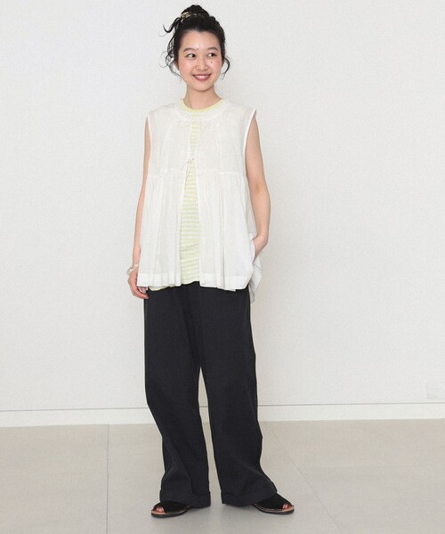 BEAMS BOY（ビームスボーイ）の「BEAMS BOY / ミリタリー チノパンツ（チノパンツ・レディース・ブラック/ベージュ・0/1）」の4枚目の写真