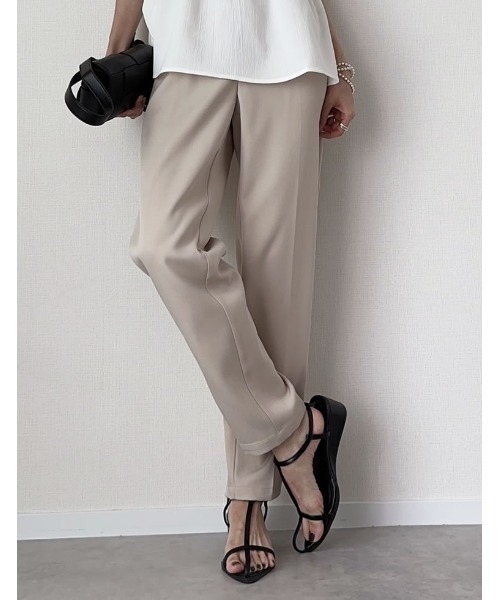 Re:EDIT（リエディ）の「[mau×Re:EDIT][mauコラボ][入卒式 セレモニー][低身長/高身長/大きいサイズ有]カットツイルテーパードパンツ（その他パンツ・レディース・ホワイト/チャコールグレー/ブラック/ピンク/イエロー/アイボリー/ミント/ベージュ系その他/ネイビー・SMALL/MEDIUM/LARGE/X-LARGE/SHORT/TALL）」の2枚目の写真