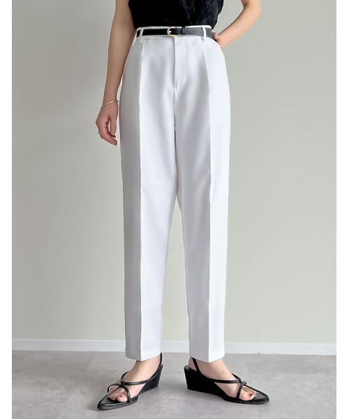 Re:EDIT（リエディ）の「[mau×Re:EDIT][mauコラボ][入卒式 セレモニー][低身長/高身長/大きいサイズ有]カットツイルテーパードパンツ（その他パンツ・レディース・ホワイト/チャコールグレー/ブラック/ピンク/イエロー/アイボリー/ミント/ベージュ系その他/ネイビー・SMALL/MEDIUM/LARGE/X-LARGE/SHORT/TALL）」の16枚目の写真