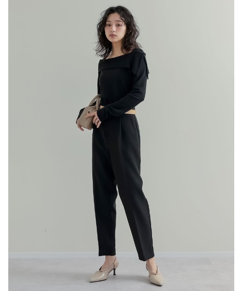 Re:EDIT（リエディ）の「[mau×Re:EDIT][mauコラボ][入卒式 セレモニー][低身長/高身長/大きいサイズ有]カットツイルテーパードパンツ（その他パンツ・レディース・ホワイト/チャコールグレー/ブラック/ピンク/イエロー/アイボリー/ミント/ベージュ系その他/ネイビー・SMALL/MEDIUM/LARGE/X-LARGE/SHORT/TALL）」の14枚目の写真