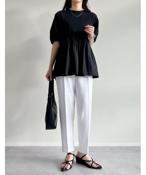 Re:EDIT（リエディ）の「[mau×Re:EDIT][mauコラボ][入卒式 セレモニー][低身長/高身長/大きいサイズ有]カットツイルテーパードパンツ（その他パンツ・レディース・ホワイト/チャコールグレー/ブラック/ピンク/イエロー/アイボリー/ミント/ベージュ系その他/ネイビー・SMALL/MEDIUM/LARGE/X-LARGE/SHORT/TALL）」の22枚目の写真