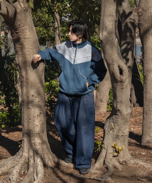 Adoon plain(アドーンプレーン)の「バイカラースウェットトラックジャケット(ジャージ・メンズ・ダークブルー・MEDIUM/LARGE)」の20枚目の写真