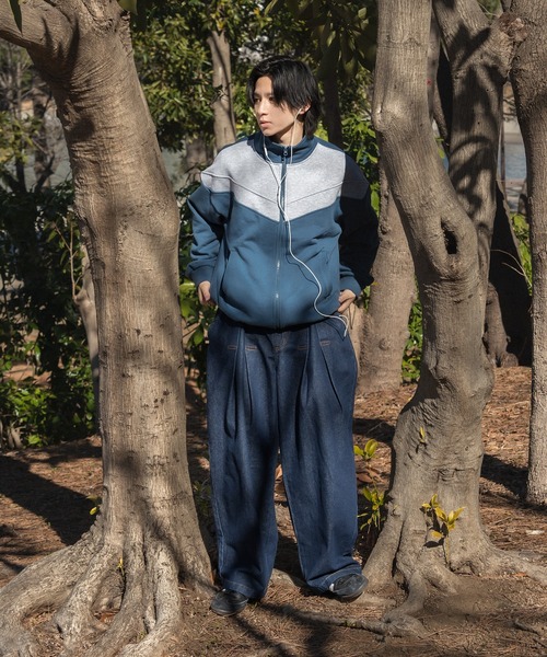 Adoon plain(アドーンプレーン)の「バイカラースウェットトラックジャケット(ジャージ・メンズ・ダークブルー・MEDIUM/LARGE)」の22枚目の写真