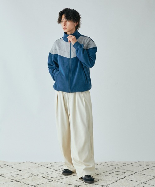 Adoon plain(アドーンプレーン)の「バイカラースウェットトラックジャケット(ジャージ・メンズ・ダークブルー・MEDIUM/LARGE)」の5枚目の写真