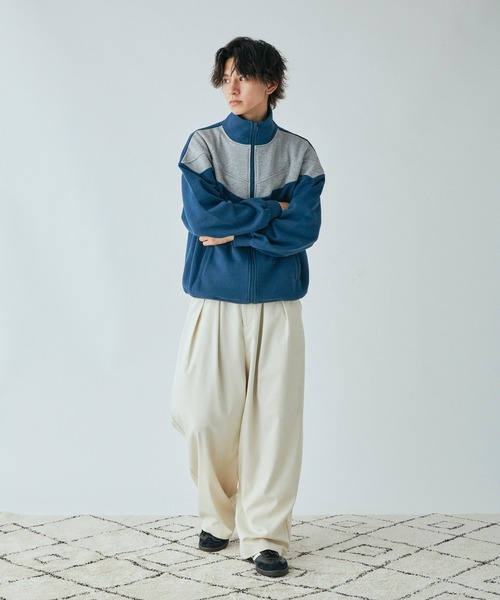 Adoon plain(アドーンプレーン)の「バイカラースウェットトラックジャケット(ジャージ・メンズ・ダークブルー・MEDIUM/LARGE)」の7枚目の写真