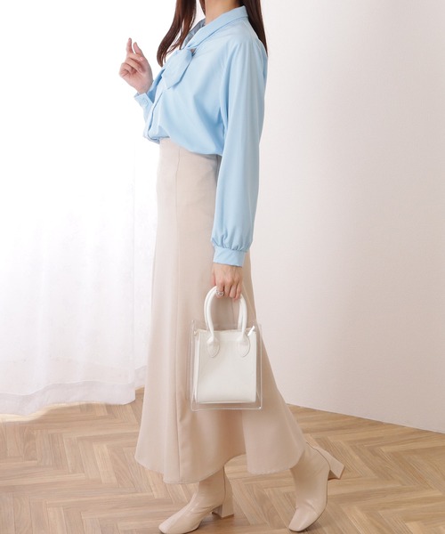 Lace Ladies(レースレディース)の「ボウタイ付き とろみ ベーシック 長袖 ブラウス(シャツ/ブラウス・レディース・ホワイト/ブルー・XL/L/M/S)」の7枚目の写真