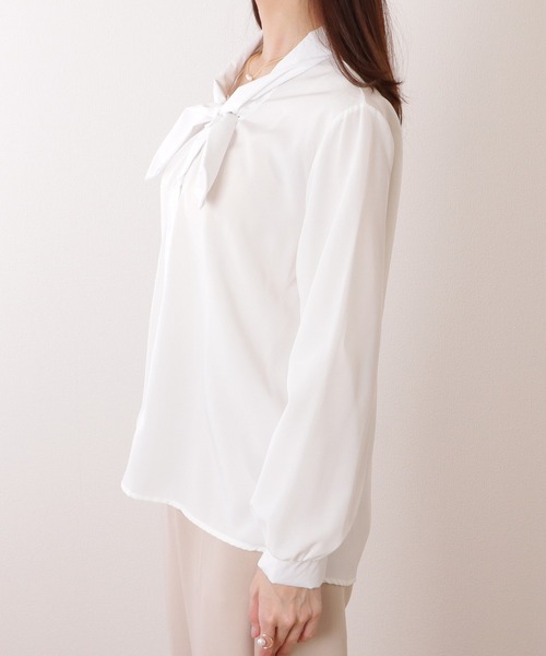 Lace Ladies(レースレディース)の「ボウタイ付き とろみ ベーシック 長袖 ブラウス(シャツ/ブラウス・レディース・ホワイト/ブルー・XL/L/M/S)」の13枚目の写真