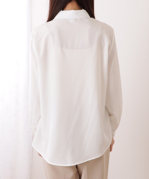Lace Ladies(レースレディース)の「ボウタイ付き とろみ ベーシック 長袖 ブラウス(シャツ/ブラウス・レディース・ホワイト/ブルー・XL/L/M/S)」の14枚目の写真
