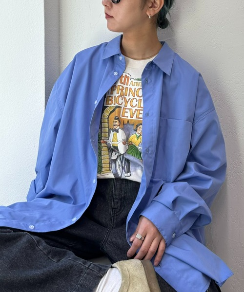 CIAOPANIC TYPY(チャオパニックティピー)の「【UNISEX】オーバーサイズブロードレギュラーカラーシャツ(シャツ/ブラウス・メンズ・ブラック/ブルー/イエロー/グリーン/ホワイト・X-LARGE/LARGE/MEDIUM/SMALL)」の4枚目の写真