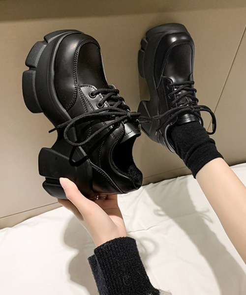 Miniministore(ミニミニストア)の「厚底ローファー韓国 レースアップシューズ(ローファー・レディース・ブラック系2/ブラック系1・24.5cm/24.0cm/22.5cm/23.0cm/23.5cm/25.0cm)」の4枚目の写真