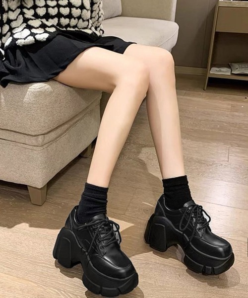 Miniministore(ミニミニストア)の「厚底ローファー韓国 レースアップシューズ(ローファー・レディース・ブラック系2/ブラック系1・24.5cm/24.0cm/22.5cm/23.0cm/23.5cm/25.0cm)」の5枚目の写真