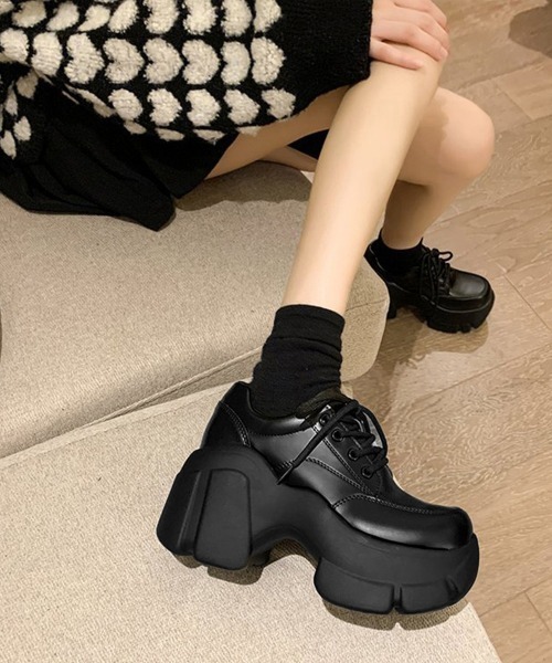 Miniministore(ミニミニストア)の「厚底ローファー韓国 レースアップシューズ(ローファー・レディース・ブラック系2/ブラック系1・24.5cm/24.0cm/22.5cm/23.0cm/23.5cm/25.0cm)」の6枚目の写真