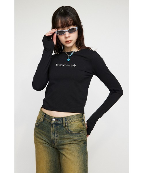 LAGUA GEM(ラグアジェム)の「PLUMP DESIGN トップス(Tシャツ/カットソー・レディース・ブラック/ホワイト・FREE)」の4枚目の写真