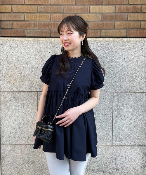 スカラップペプラムブラウス（シャツ/ブラウス）｜Fit more