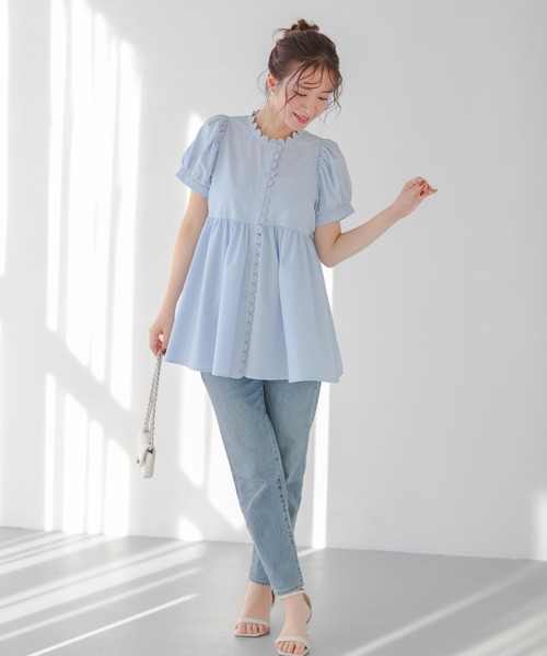 スカラップペプラムブラウス（シャツ/ブラウス）｜Fit more