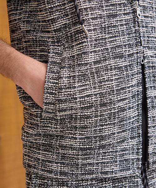 RATTLE TRAP（ラトルトラップ）の「スラブジャガード半袖ジップパーカー（パーカー・メンズ・ホワイト/ブラック・LL/L/M）」の12枚目の写真