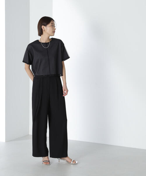 NATURAL BEAUTY BASIC(ナチュラルビューティーベーシック)の「◇ベルテッドバックサテンパンツ(その他パンツ・レディース・ブラック/マスタード・MEDIUM/SMALL)」の5枚目の写真