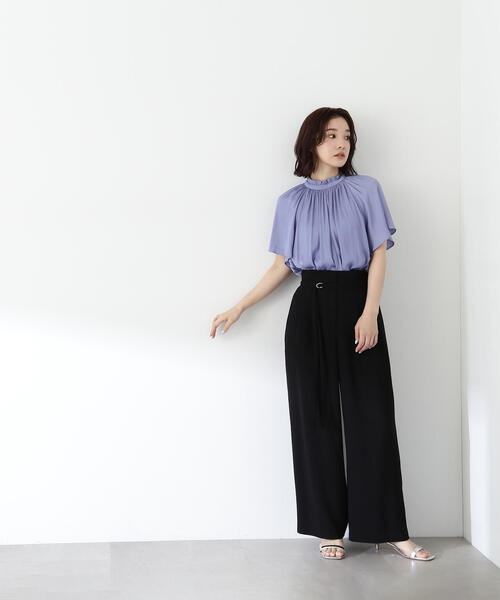 NATURAL BEAUTY BASIC(ナチュラルビューティーベーシック)の「◇ベルテッドバックサテンパンツ(その他パンツ・レディース・ブラック/マスタード・MEDIUM/SMALL)」の8枚目の写真