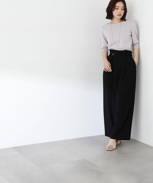 NATURAL BEAUTY BASIC(ナチュラルビューティーベーシック)の「◇ベルテッドバックサテンパンツ(その他パンツ・レディース・ブラック/マスタード・MEDIUM/SMALL)」の10枚目の写真