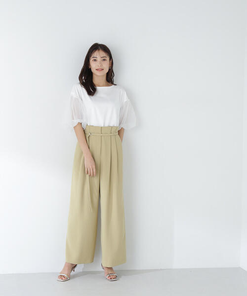 NATURAL BEAUTY BASIC(ナチュラルビューティーベーシック)の「◇ベルテッドバックサテンパンツ(その他パンツ・レディース・ブラック/マスタード・MEDIUM/SMALL)」の16枚目の写真