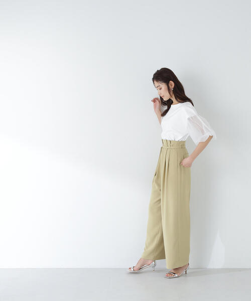 NATURAL BEAUTY BASIC(ナチュラルビューティーベーシック)の「◇ベルテッドバックサテンパンツ(その他パンツ・レディース・ブラック/マスタード・MEDIUM/SMALL)」の18枚目の写真