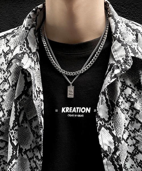 セール】スクエアプレートダブルチェーンネックレス（ネックレス