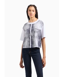 ARMANI EXCHANGE | 【A|X アルマーニ エクスチェンジ】デニムアート　半袖クルーネックTシャツ/CROPPED(Tシャツ/カットソー)