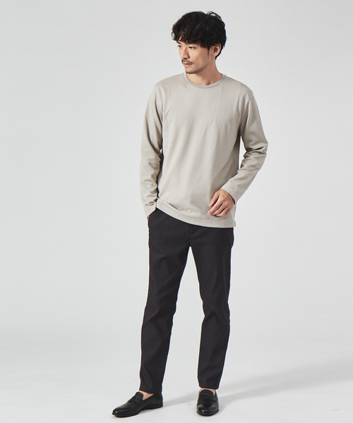ABAHOUSE GRAY(アバハウスグレイ)の「【チェック柄】ジャガード クルーネック 長袖 Tシャツ(Tシャツ/カットソー・メンズ・ブラック/ネイビー/ホワイト/サックスブルー/グレイッシュベージュ/チャコールグレー・46/48)」の22枚目の写真