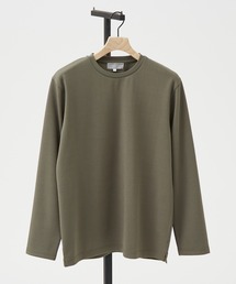 【チェック柄】ジャガード クルーネック 長袖 Tシャツ