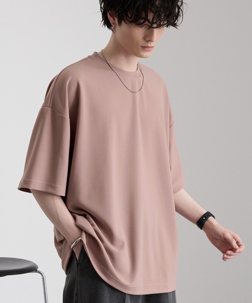 MONO-MART(モノマート)の「クールドライアムンゼン オーバーサイズサイドスリットベーシックカットソー(Tシャツ/カットソー・メンズ・ネイビー/チャコール/アイボリー/ブルー/ワイン/ブラック/ダークブラウン/ピンク/ライトグレー/ミント・S/L/M)」の9枚目の写真