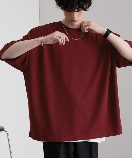 MONO-MART(モノマート)の「クールドライアムンゼン オーバーサイズサイドスリットベーシックカットソー(Tシャツ/カットソー・メンズ・ネイビー/チャコール/アイボリー/ブルー/ワイン/ブラック/ダークブラウン/ピンク/ライトグレー/ミント・S/L/M)」の10枚目の写真