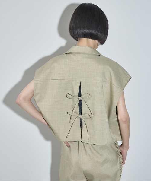 THE YOn（ザヨン）の「バックリボンフレンチスリーブショートテーラードジャケット（テーラードジャケット・レディース・サンドベージュ/レディッシュグレー・FREE）」の8枚目の写真