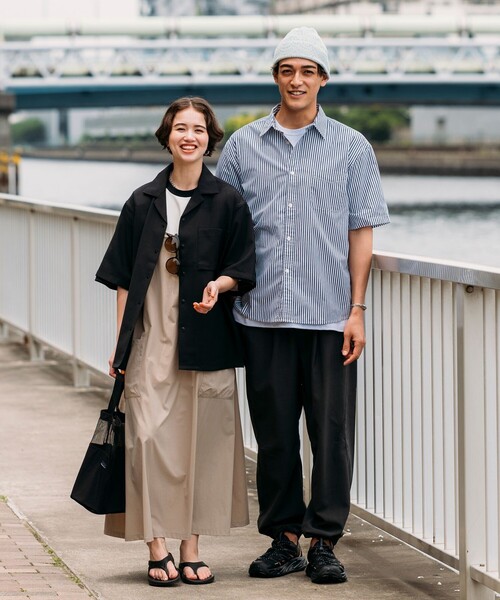 FREAK'S STORE（フリークスストア）の「FREAK’S STORE/フリークスストア 速乾素材 リラックスフィット オープンカラーシャツ/リネン風 ホームケア（シャツ/ブラウス・メンズ・ブラック/オリーブ/チャコールグレー/オフホワイト・SMALL/LARGE/MEDIUM）」の19枚目の写真