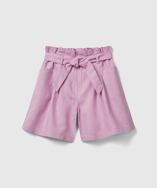 BENETTON (UNITED COLORS OF BENETTON)（ベネトンユナイテッドカラーズオブベネトン）の「キッズリネンウエストマークハーフパンツ・キュロットパンツG（その他パンツ・キッズ・ピンク/ライトベージュ/ライトブルー/ホワイト・SMALL/MEDIUM/LARGE/X-LARGE）」の4枚目の写真